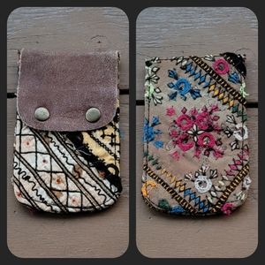 🌻 Free People Boho Embroidered Repurposed vtg banjara hippie Wallet card case